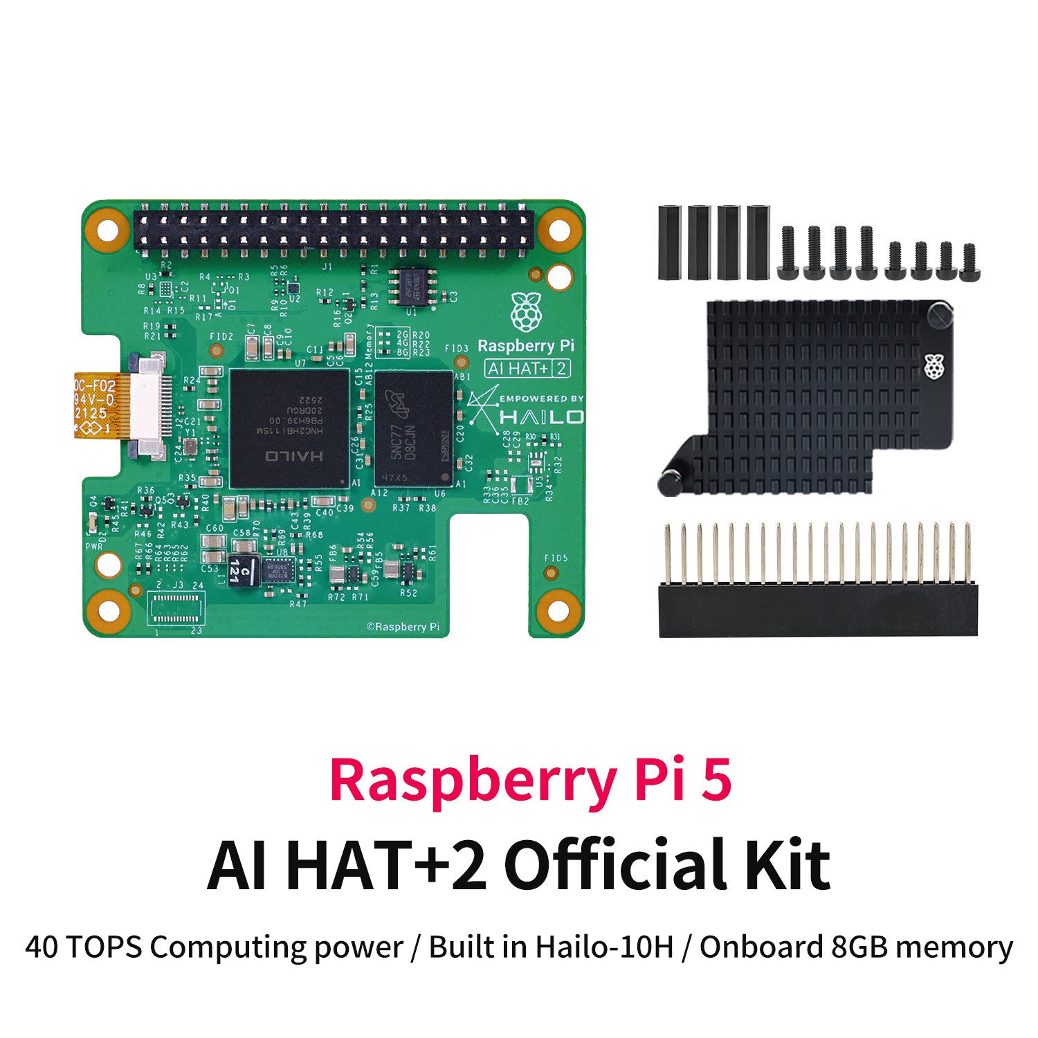 Hailo-10H AI HAT+2 40 TOPS for Raspberry Pi 5