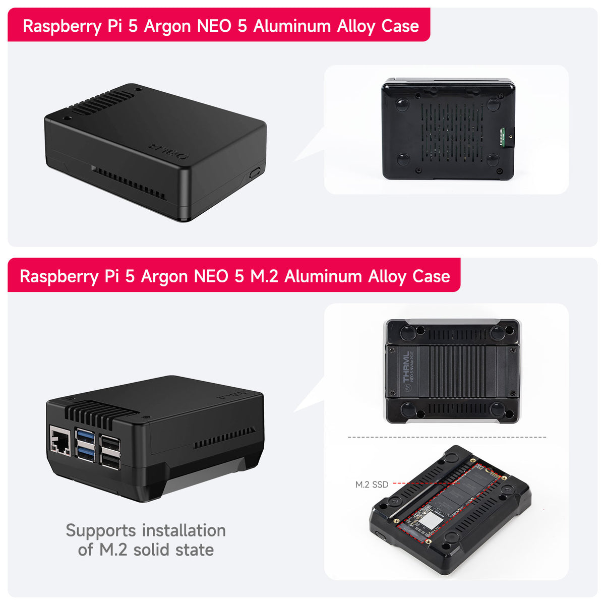 Argon NEO 5 Case for Raspberry Pi 5  with PWM cooling fan