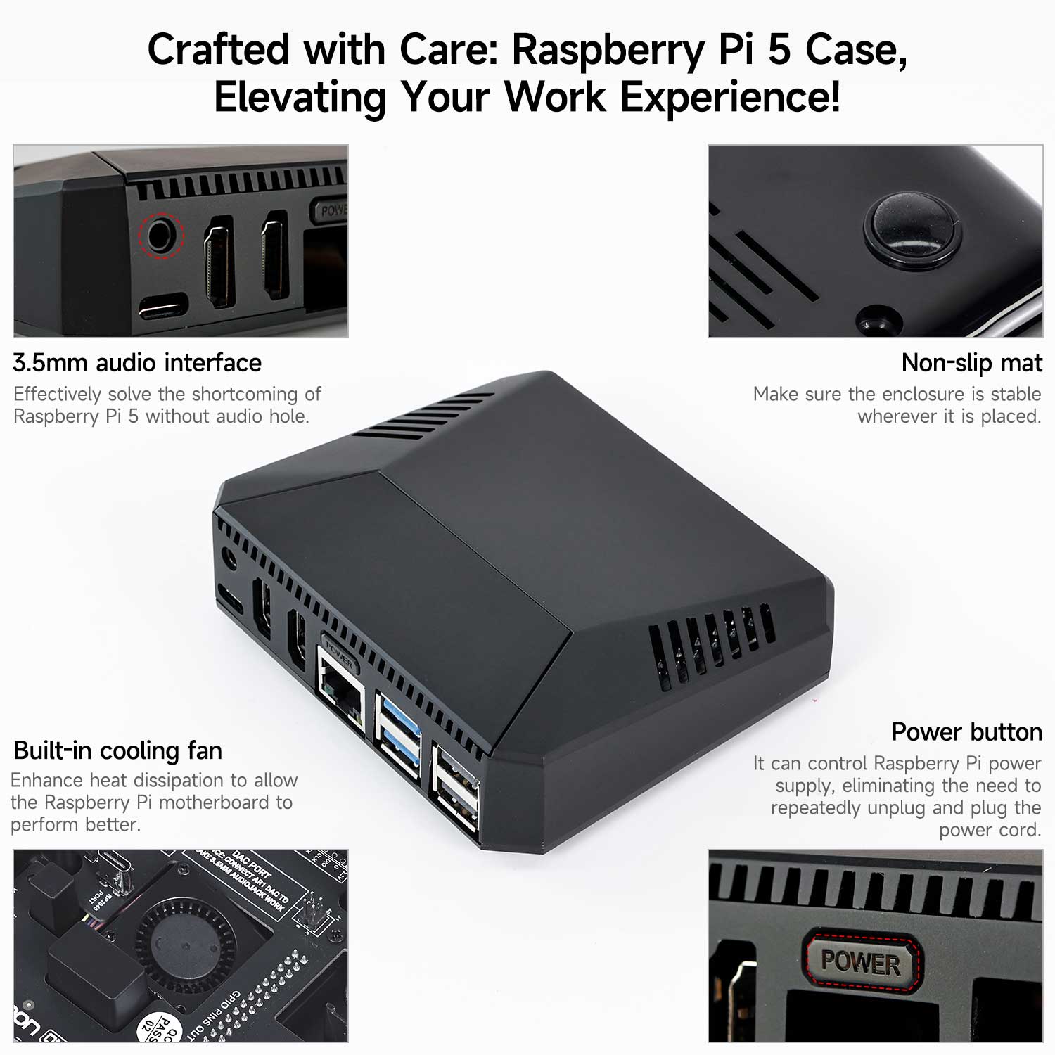 Boîtier Argon ONE V3 pour Raspberry Pi 5 avec ventilateur de refroidissement PWM