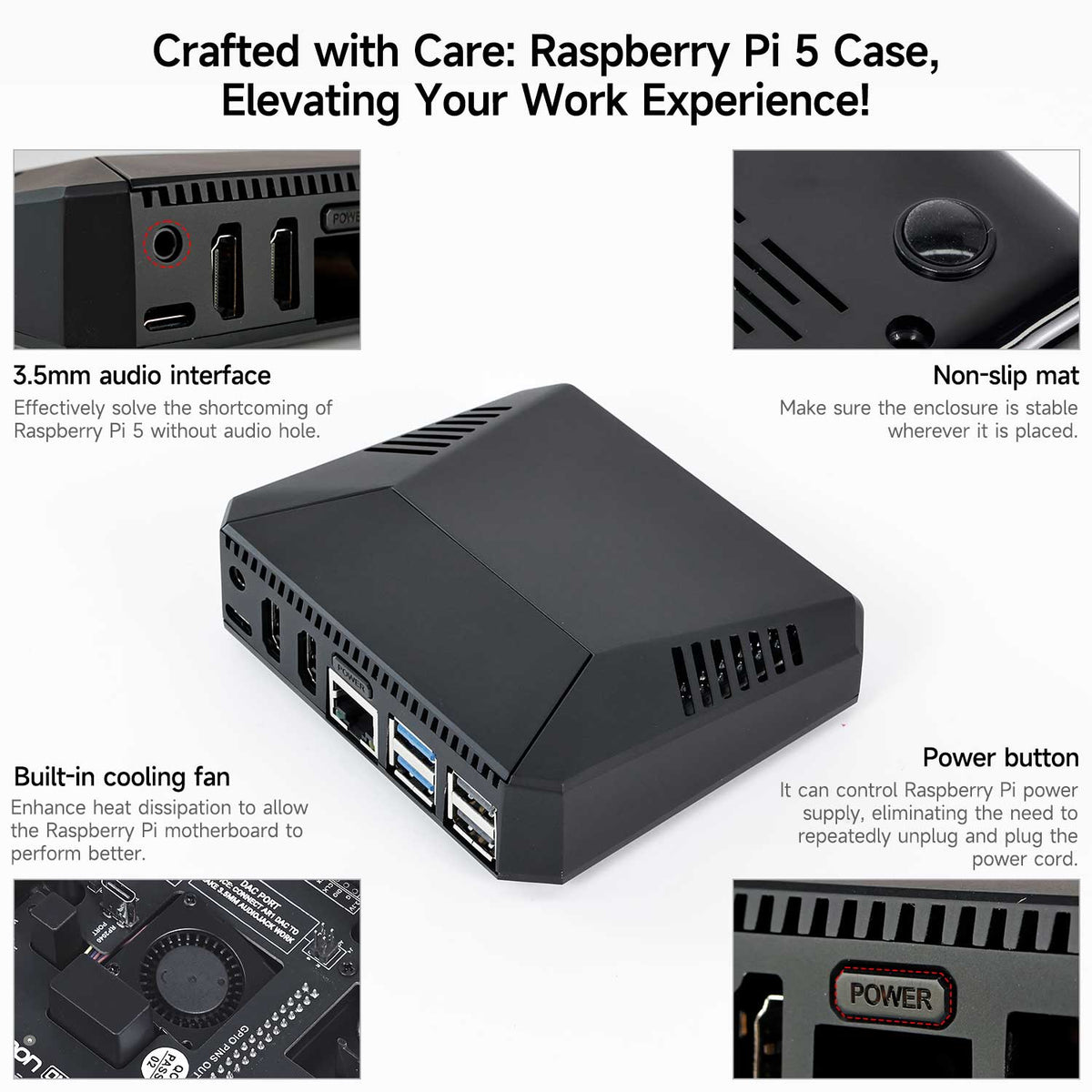 Boîtier Argon ONE V3 pour Raspberry Pi 5 avec ventilateur de refroidissement PWM