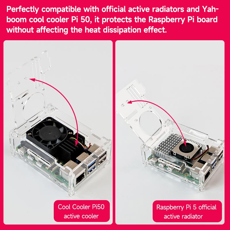 Raspberry Pi 5 Acrylic Case with PWM Cooling Fan