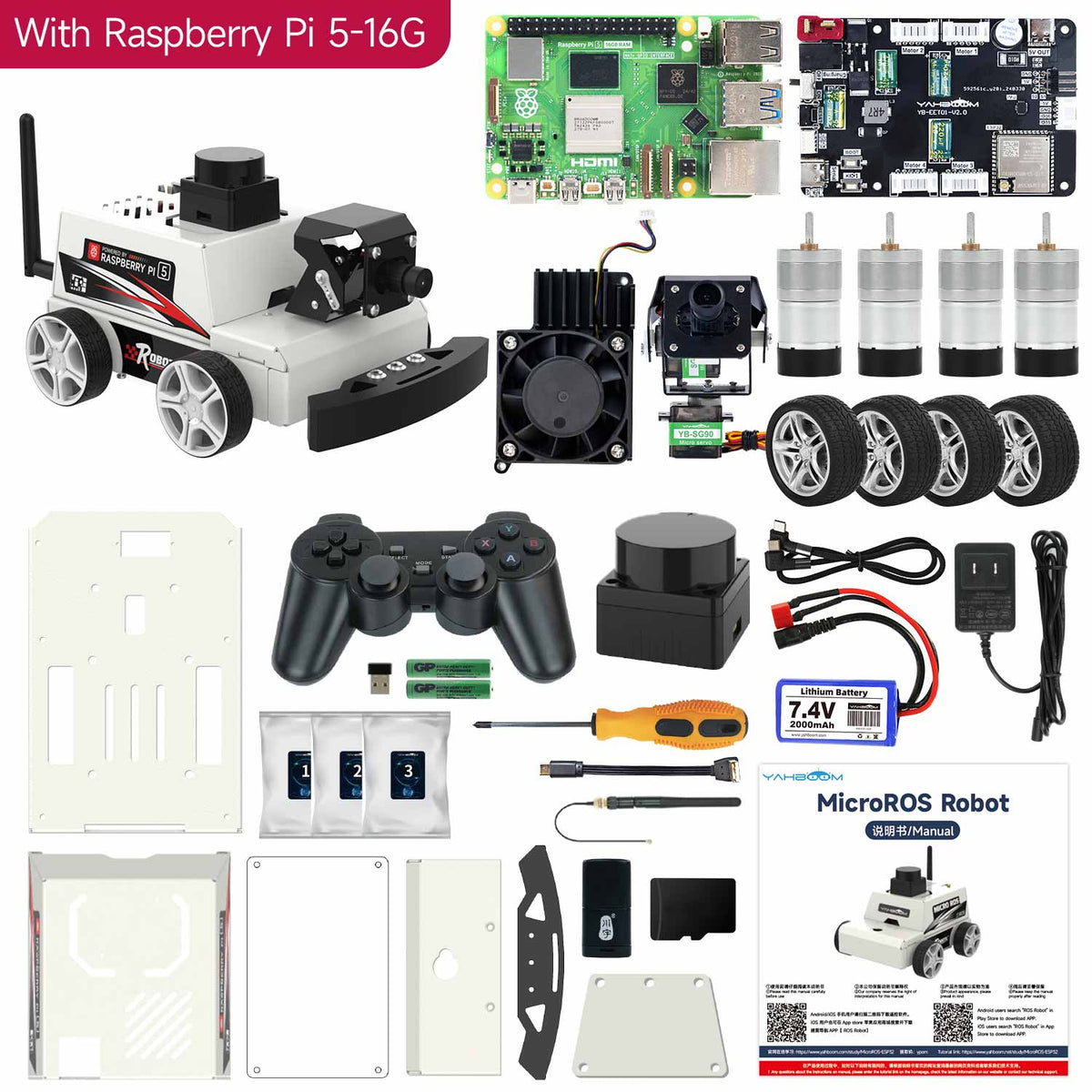 MicroROS-Pi5 ROS2 Robot Car for Raspberry Pi 5 (ROS2-HUMBLE + Python3)