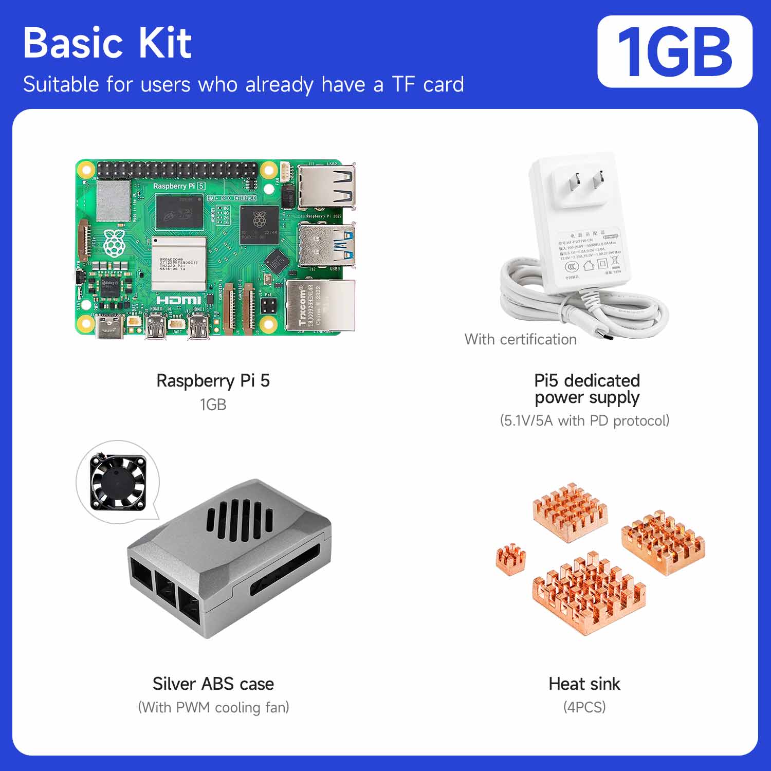 Raspberry Pi 5 Starter Kit(1G/2G/4G/8G/16G)