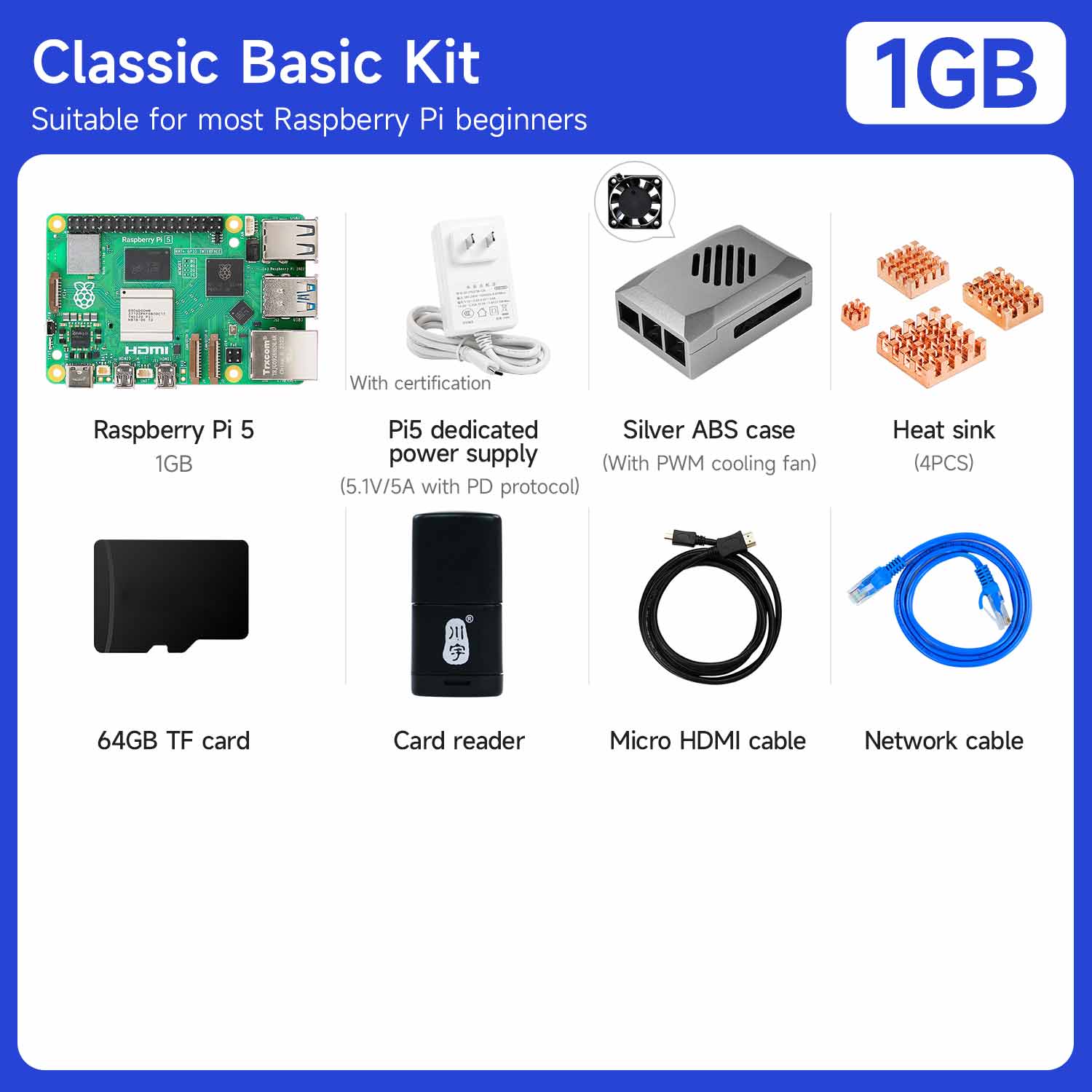 Raspberry Pi 5 Starter Kit(1G/2G/4G/8G/16G)