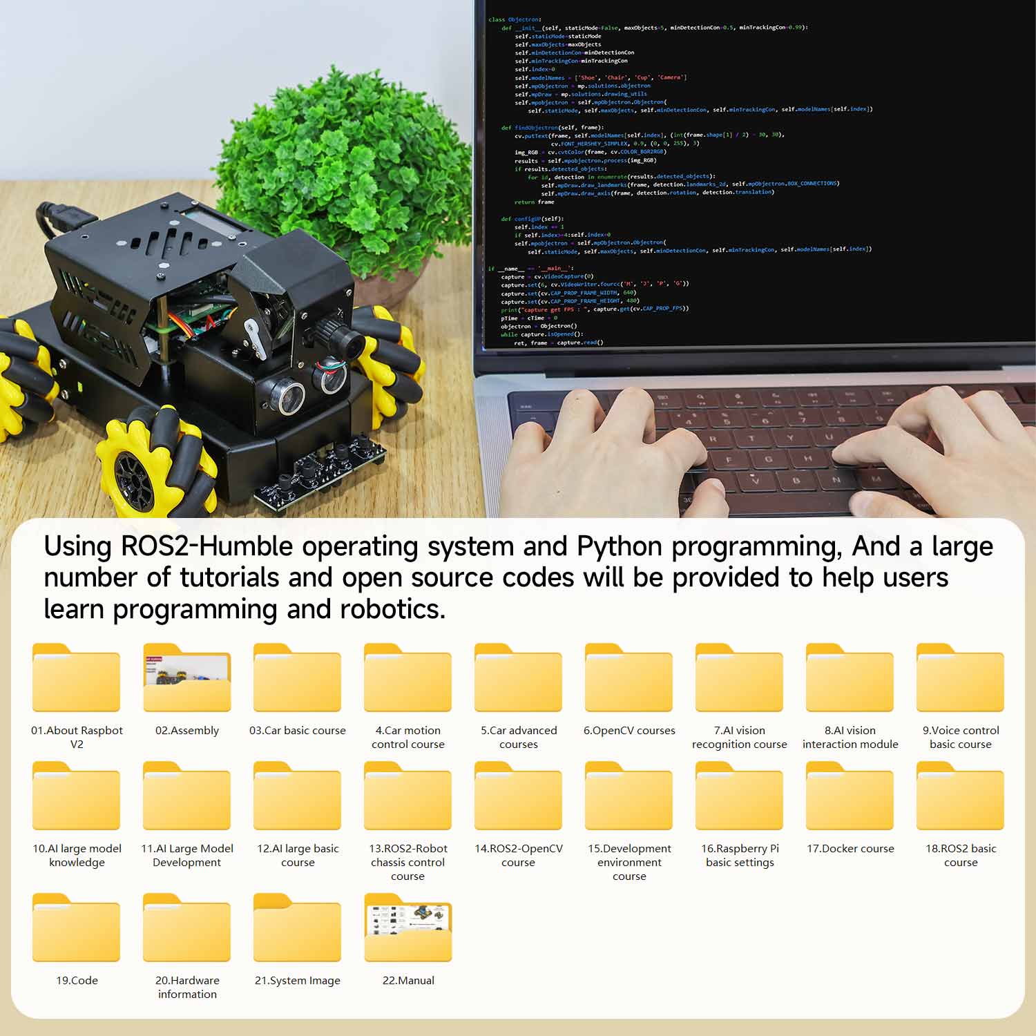 Raspbot V2 AI Large Language Model Robot Car for Raspberry Pi 5