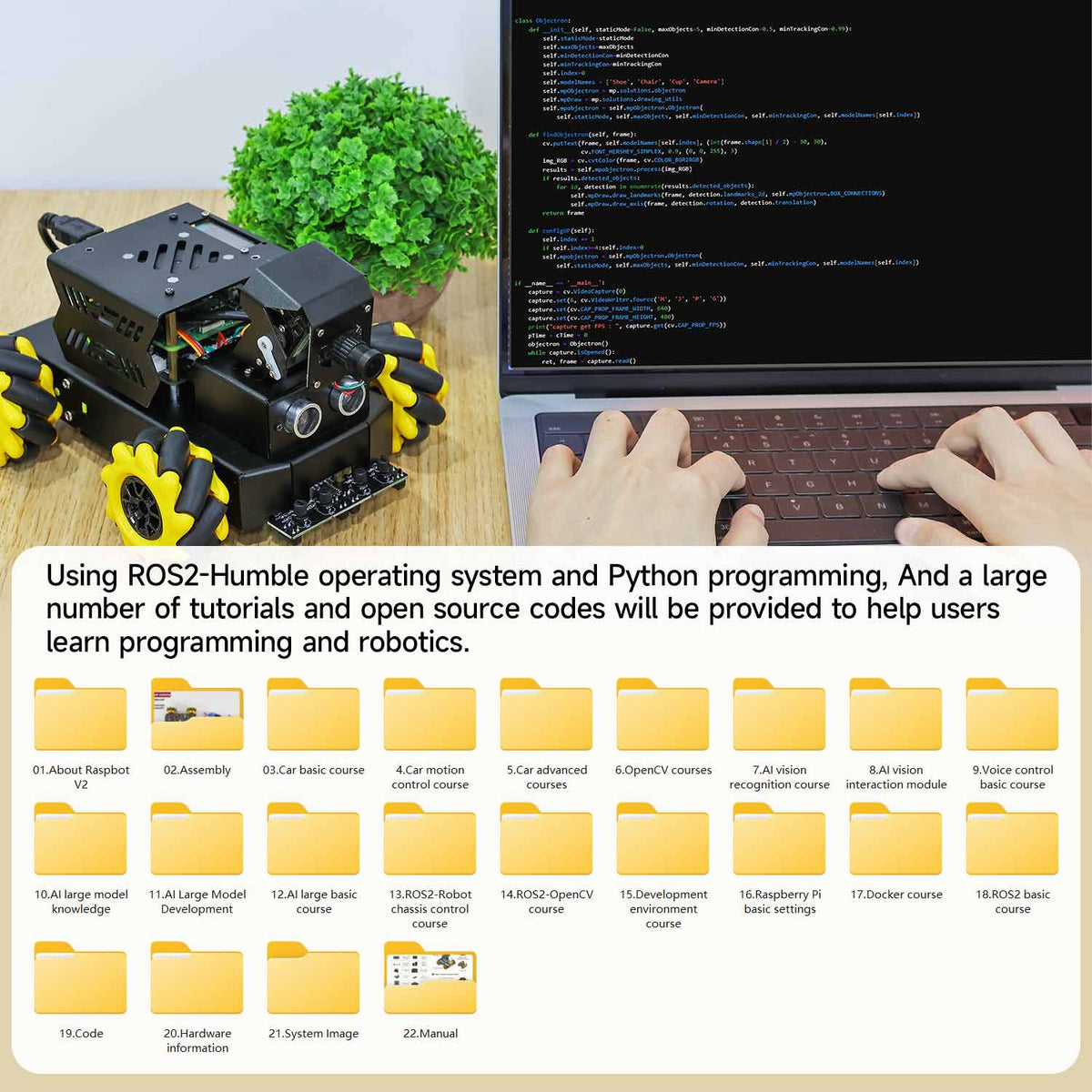 Raspbot V2 AI Large Language Model Robot Car for Raspberry Pi 5