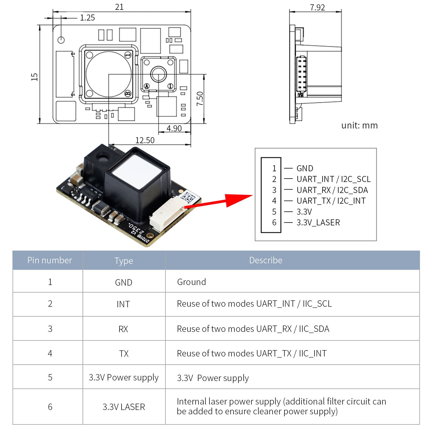 Módulo de medición de distancia láser YDLIDAR SDM18 compatible con ROS ROS2