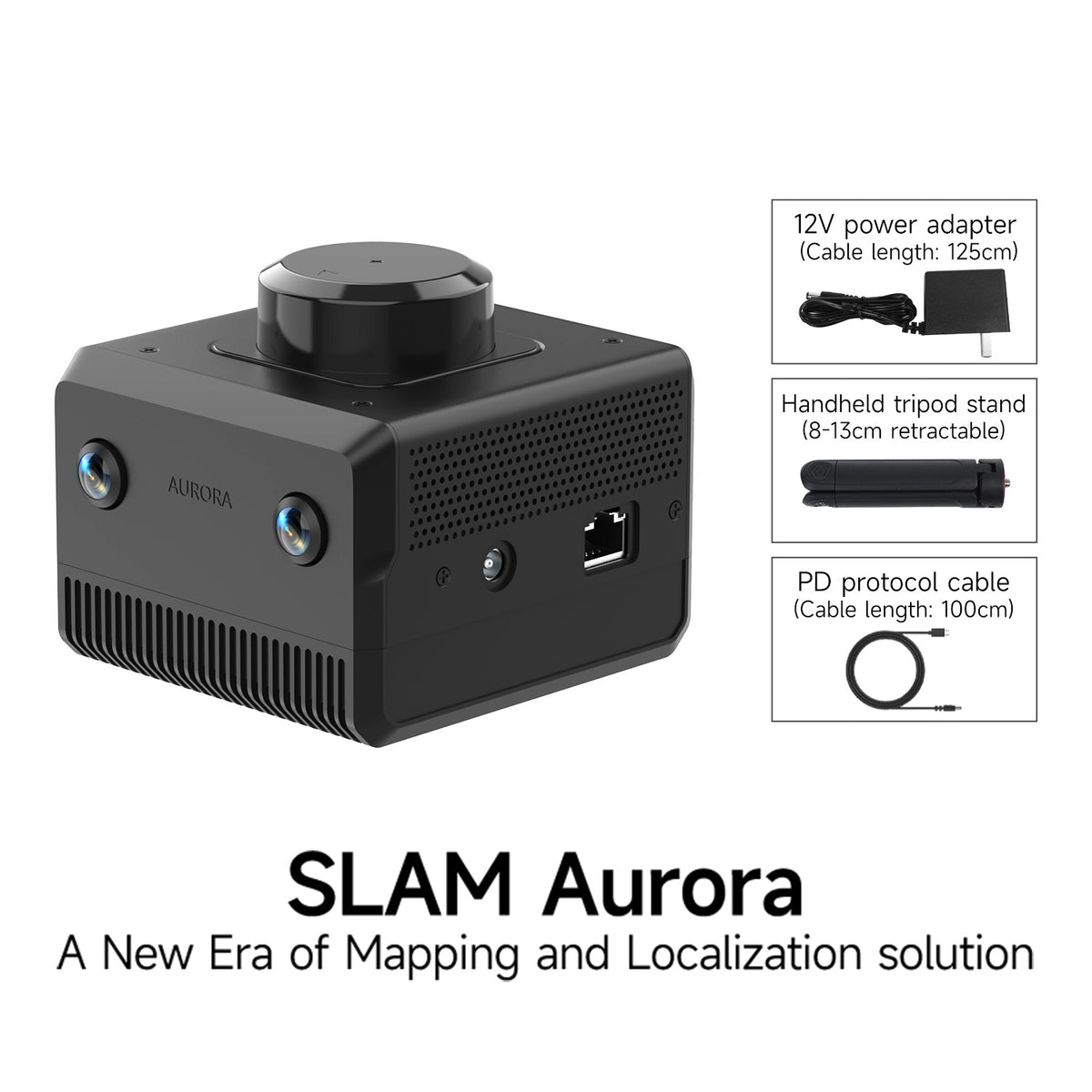 The Aurora package includes a 12V power adapter, handheld stand, and PD protocol cable for user-friendly use!