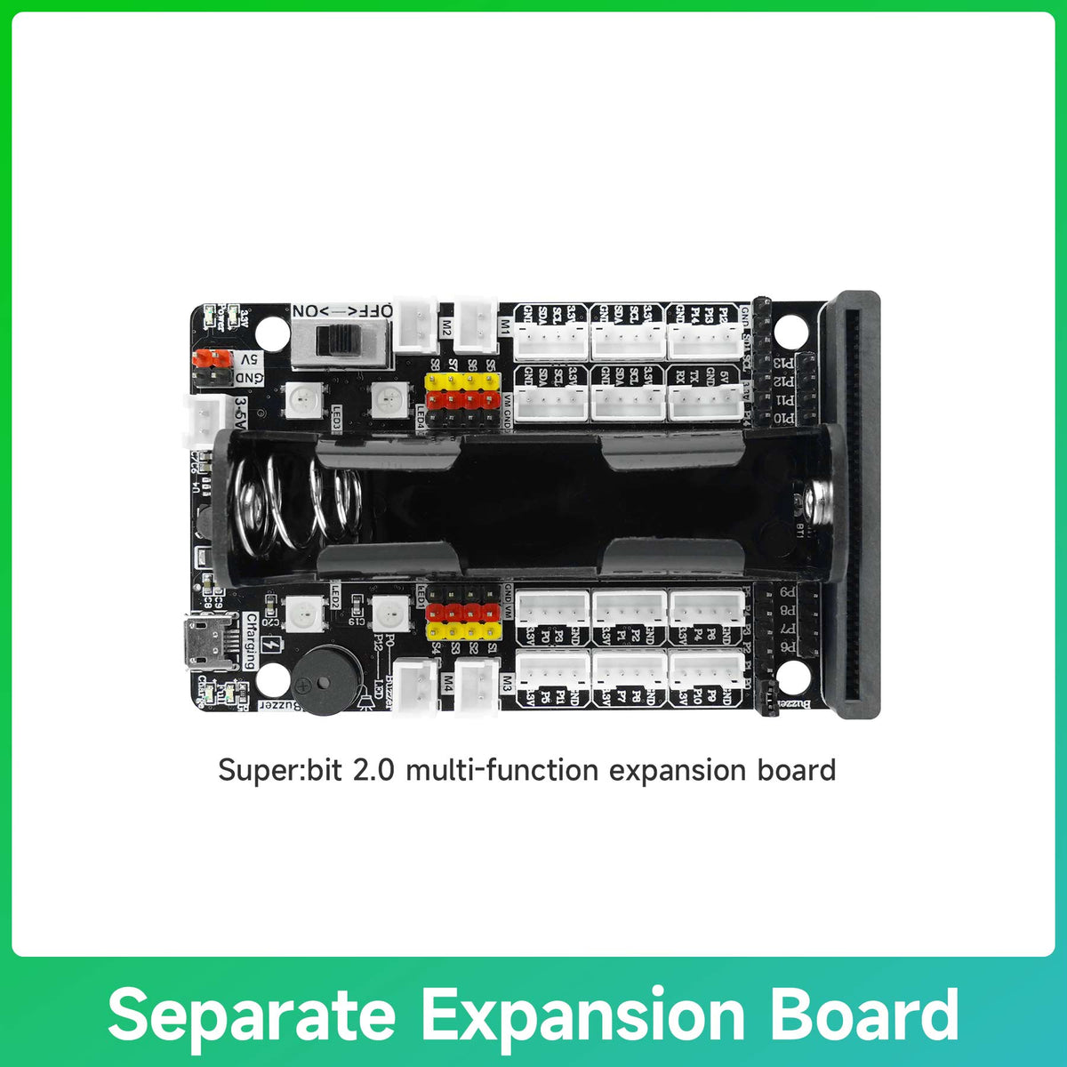 Super:bit 2.0 multi-function expansion board on a white background