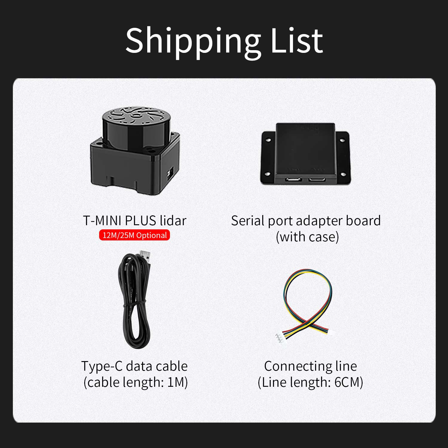 T-MINI-Plus Lidar TOF Rango de 12M compatible con ROS1 ROS2