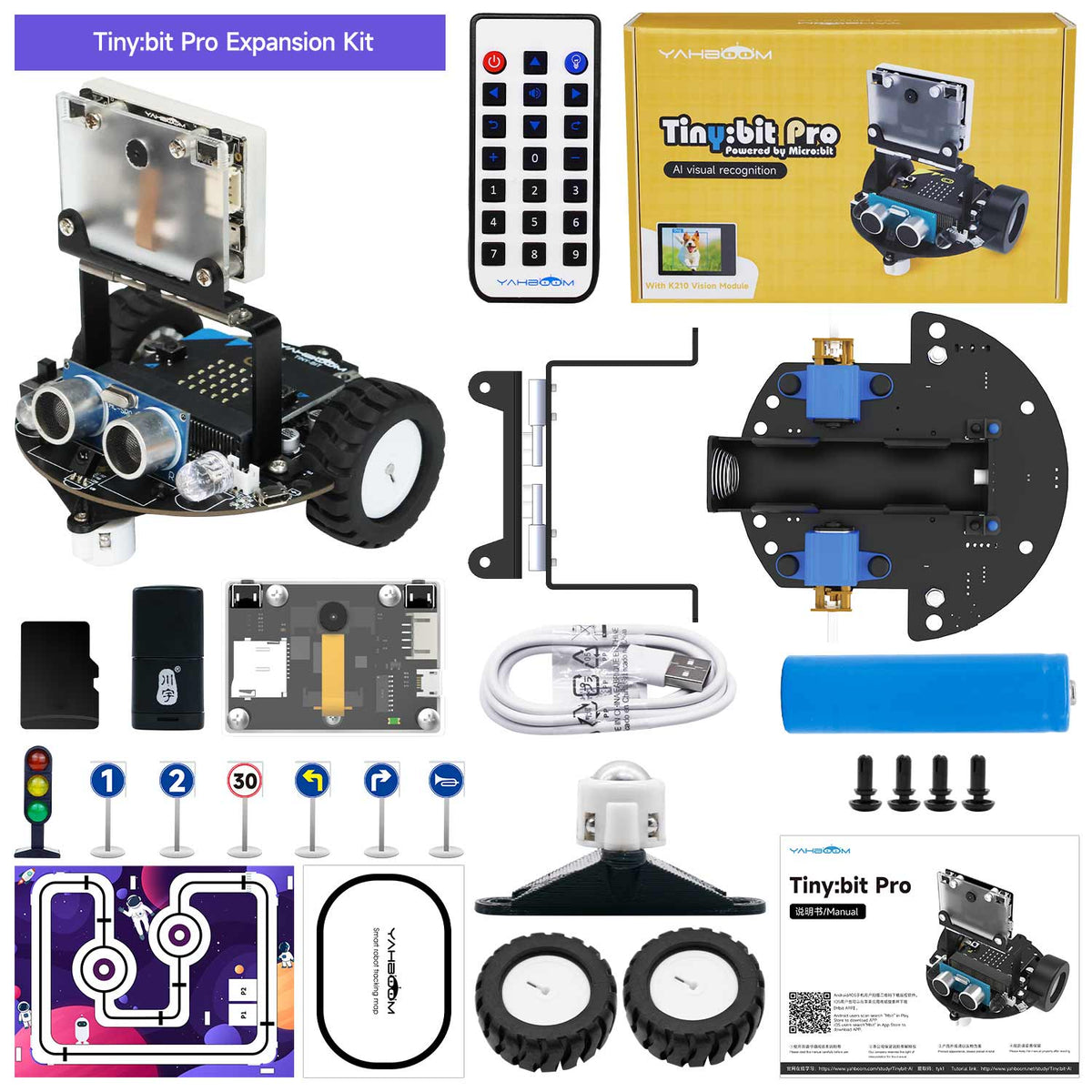 Automóvil robot con inteligencia artificial Tiny:bit Pro