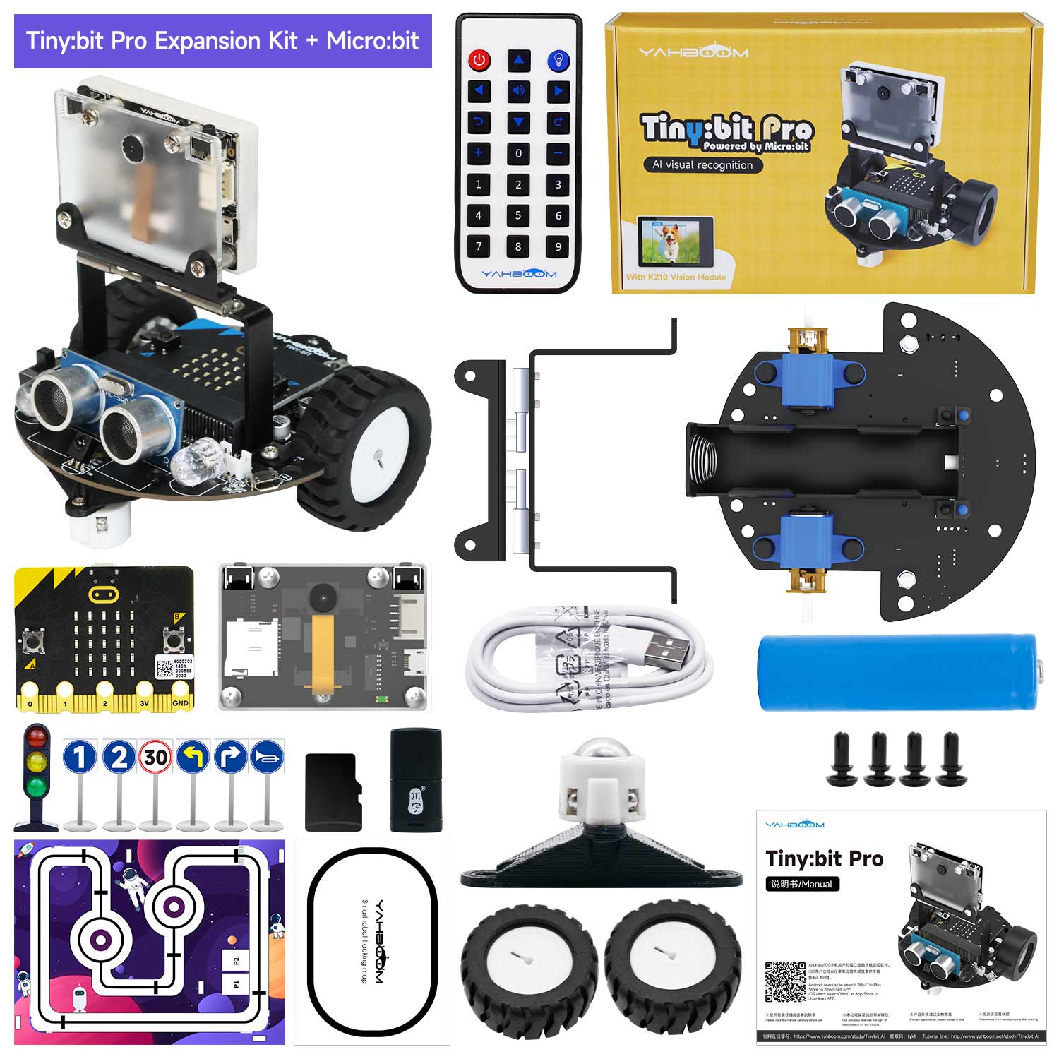 Automóvil robot con inteligencia artificial Tiny:bit Pro
