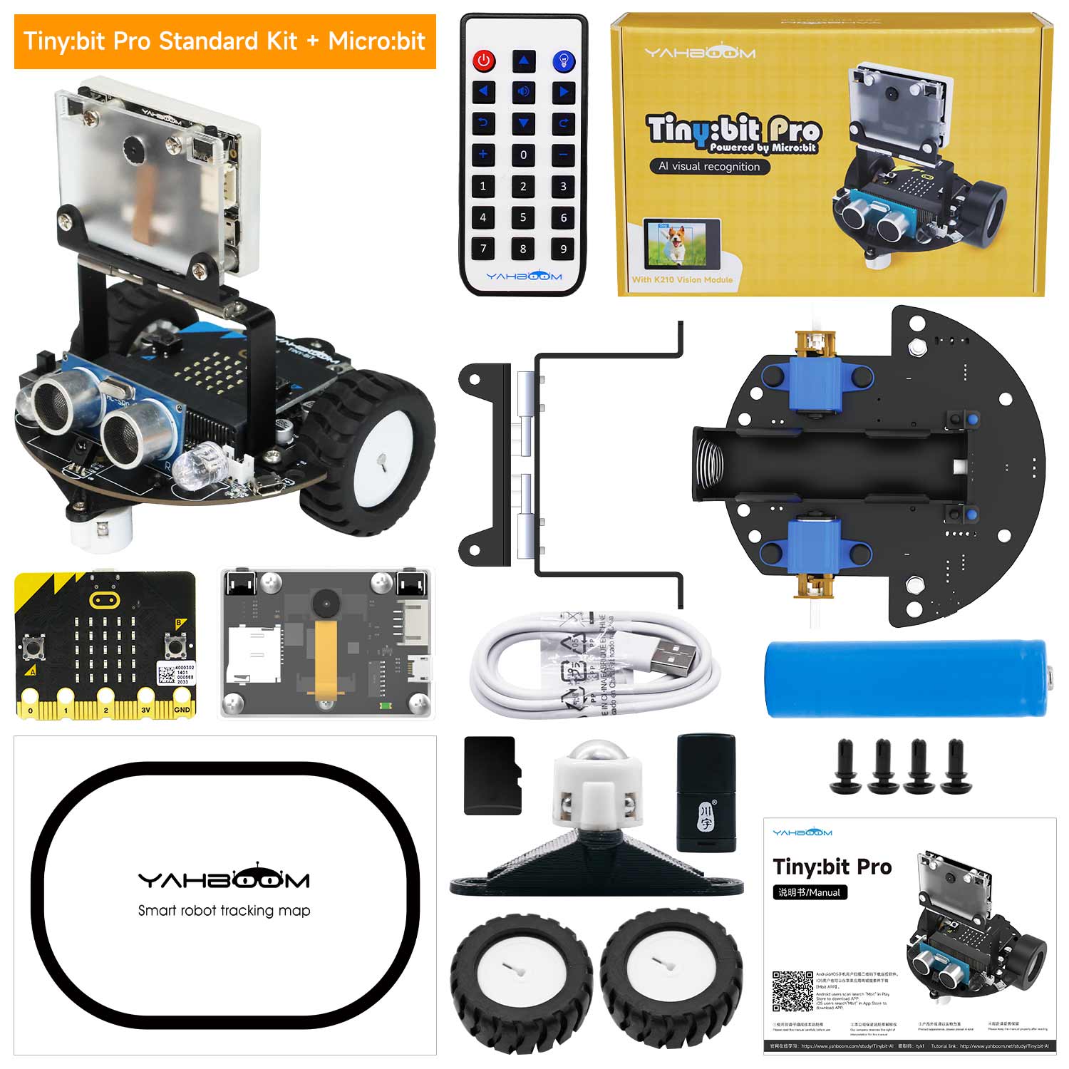 Automóvil robot con inteligencia artificial Tiny:bit Pro