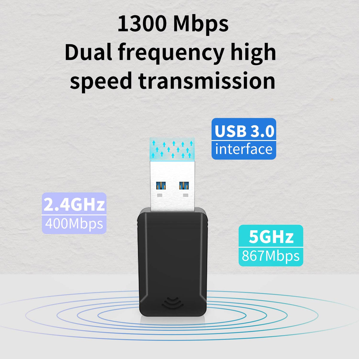 Tarjeta de red inalámbrica con antena USB 3.0 de 2,4 G/5 G y 1300 M para Jetson NANO/Xavier NX/TX2-NX