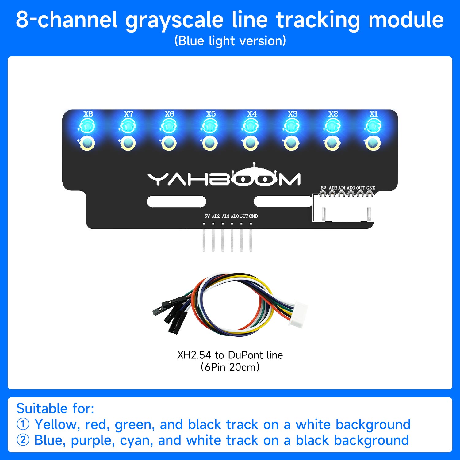 Yahboom 8-channel grayscale line tracking sensor module