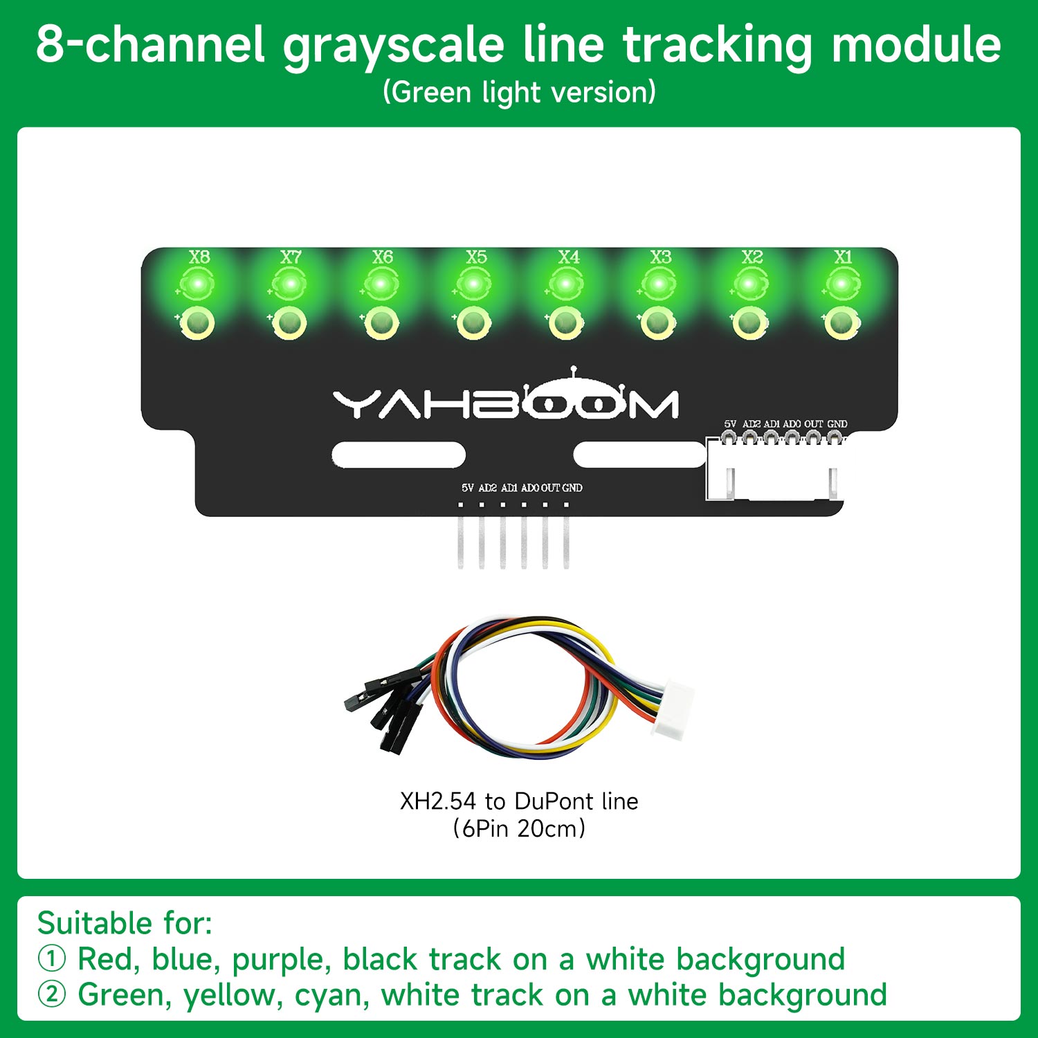 Yahboom 8-channel grayscale line tracking sensor module
