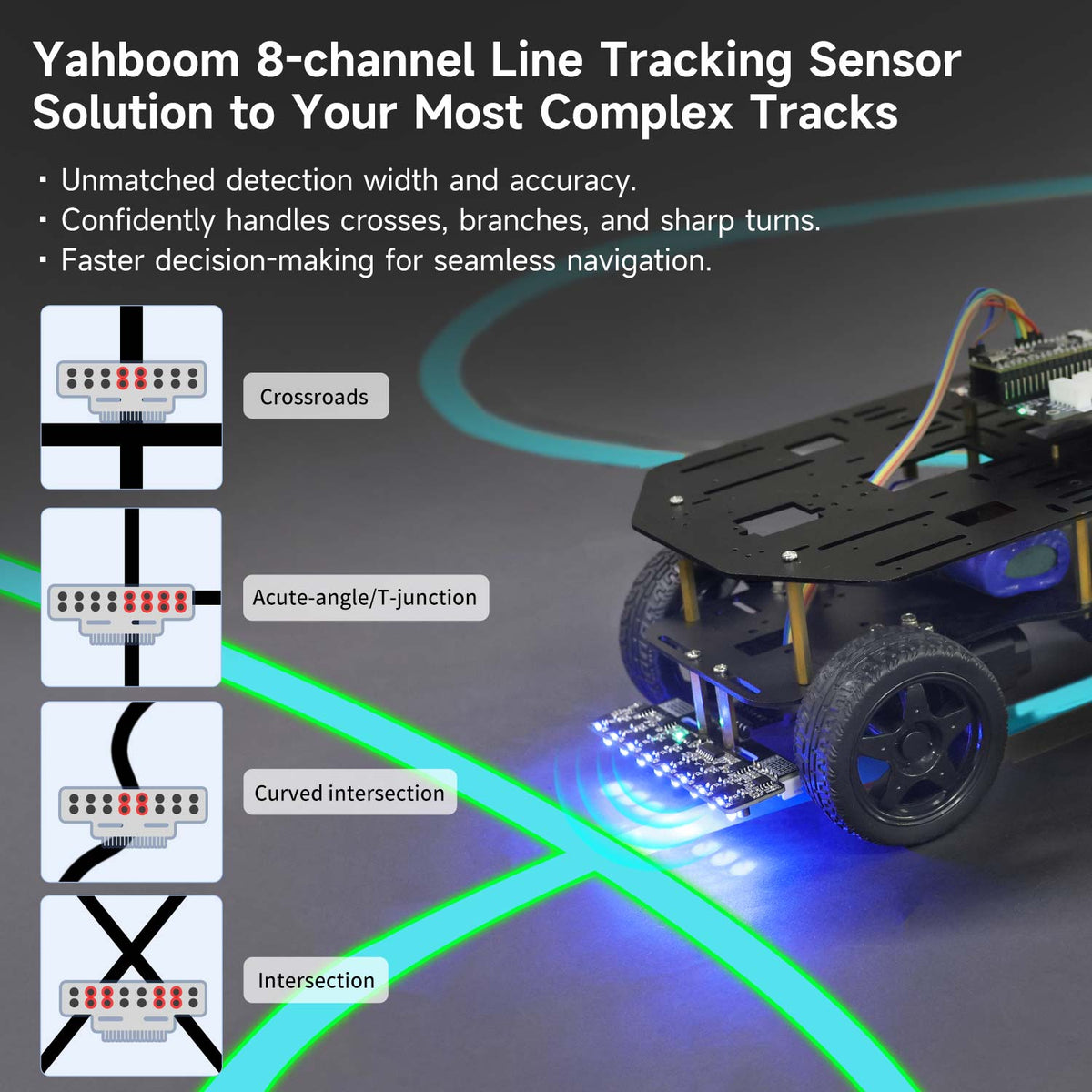 Yahboom 8-channel grayscale line tracking sensor module