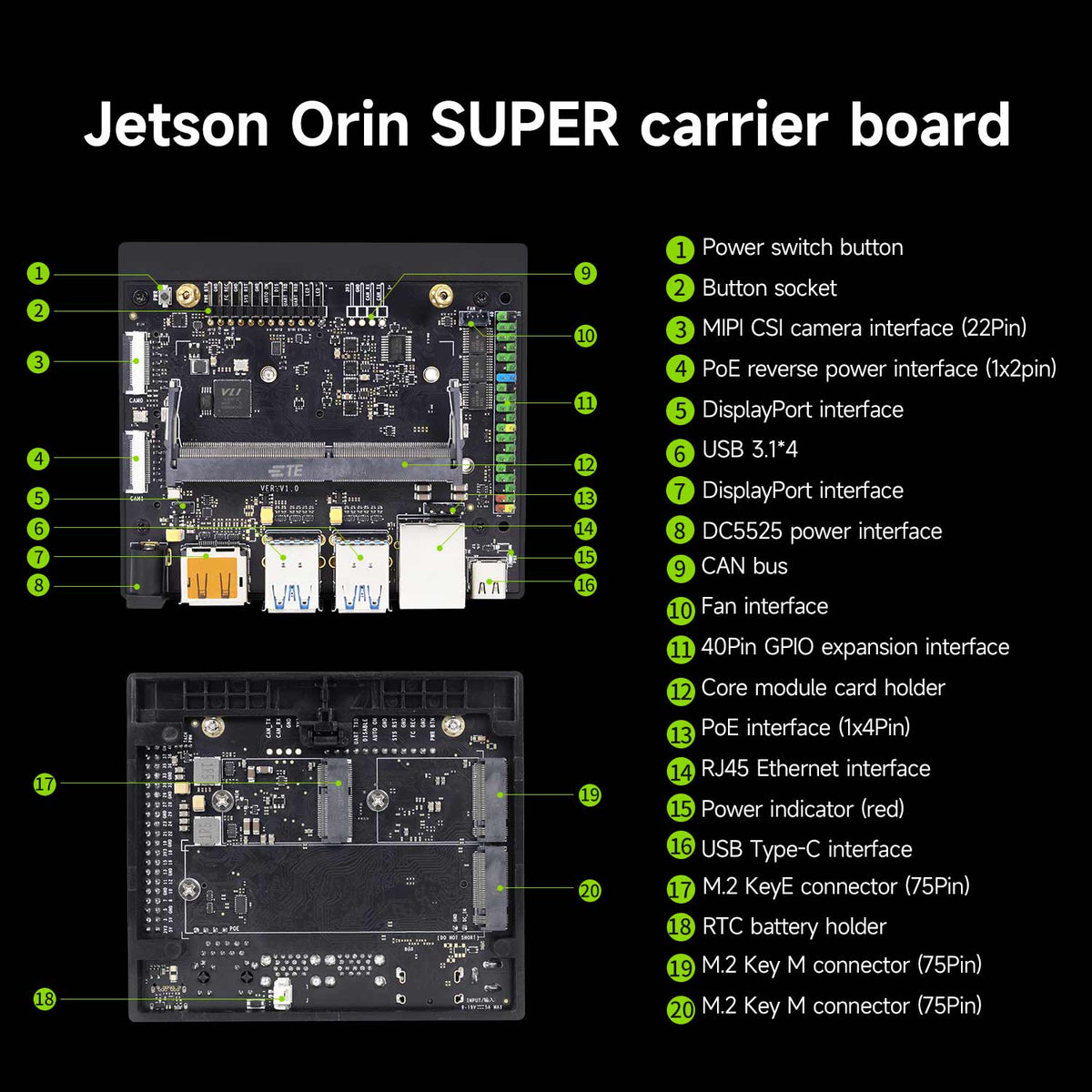 Yahboom Jetson Carrier Board for NVIDIA Jetson NANO, Jetson Orin NANO and Jetson Orin