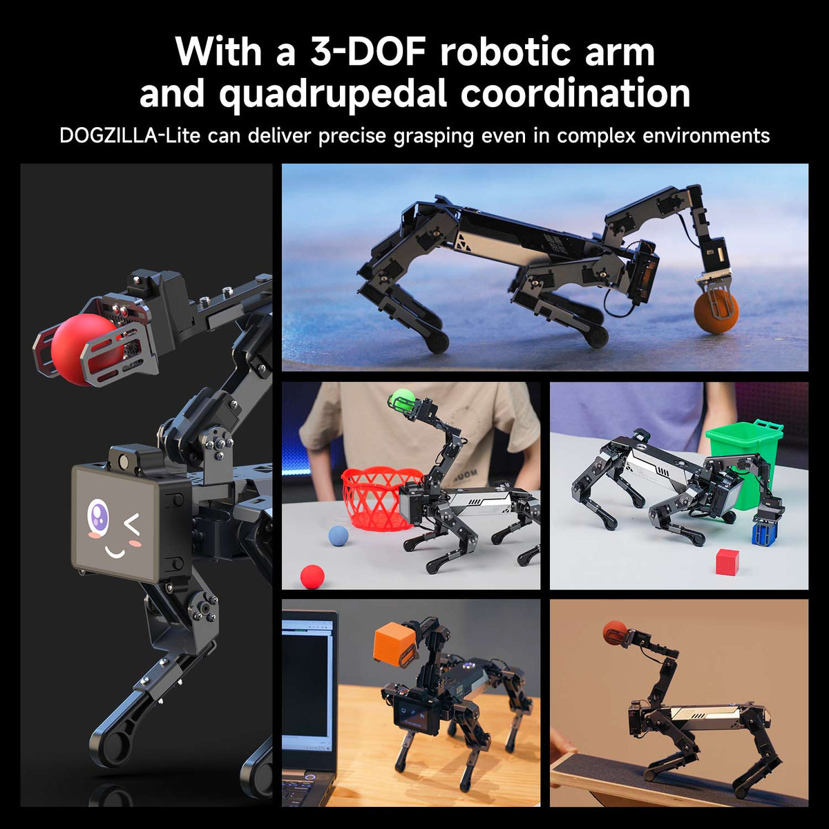 With a 3-DOF robotic armand quadrupedal coordination