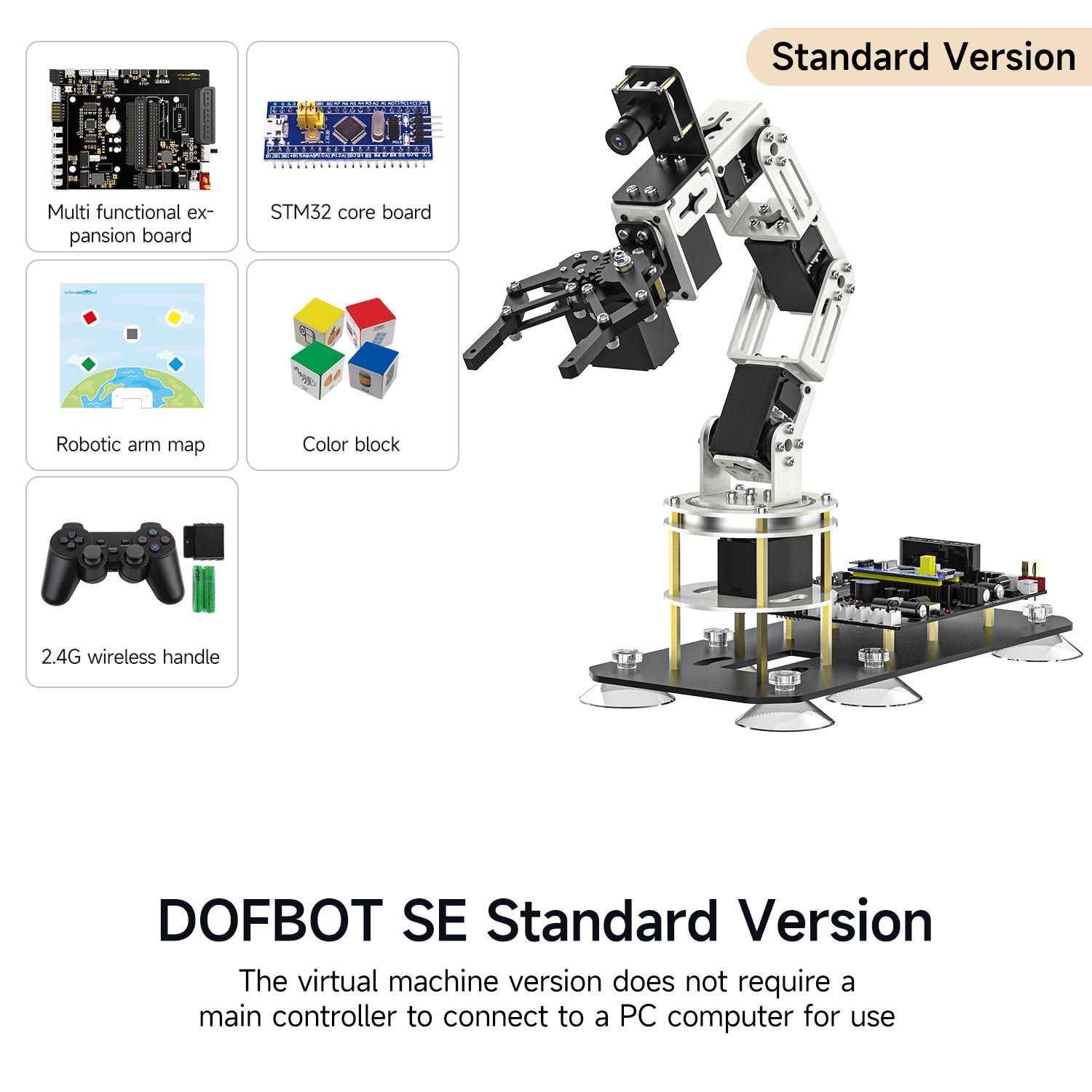 Bras robotisé DOFBOT SE AI Vision avec programmation Python ROS (version machine virtuelle)