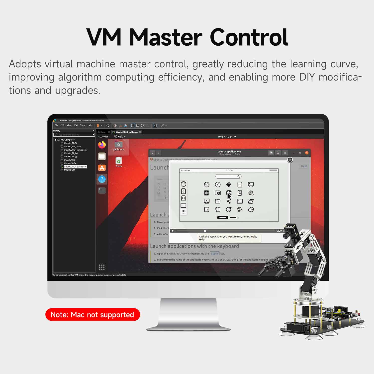 Bras robotisé DOFBOT SE AI Vision avec programmation Python ROS (version machine virtuelle)