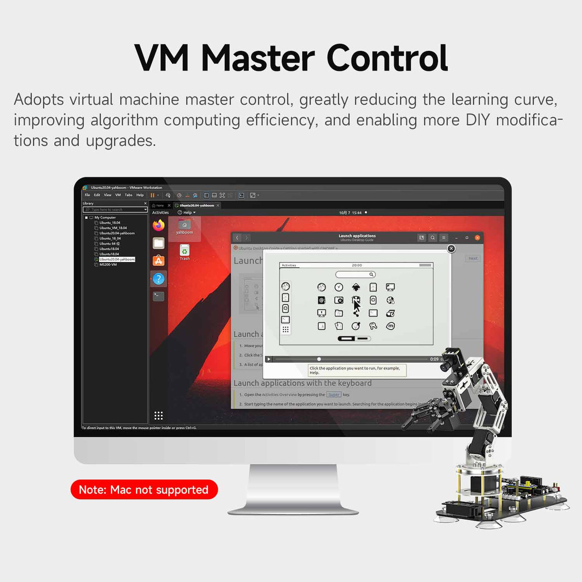 Bras robotisé DOFBOT SE AI Vision avec programmation Python ROS (version machine virtuelle)