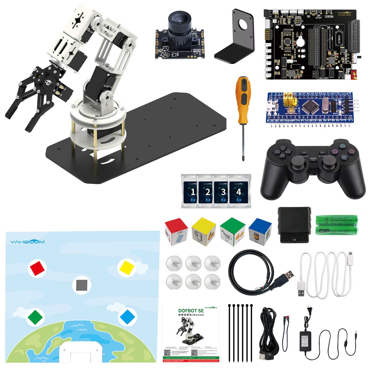 Bras robotisé DOFBOT SE AI Vision avec programmation Python ROS (version machine virtuelle)