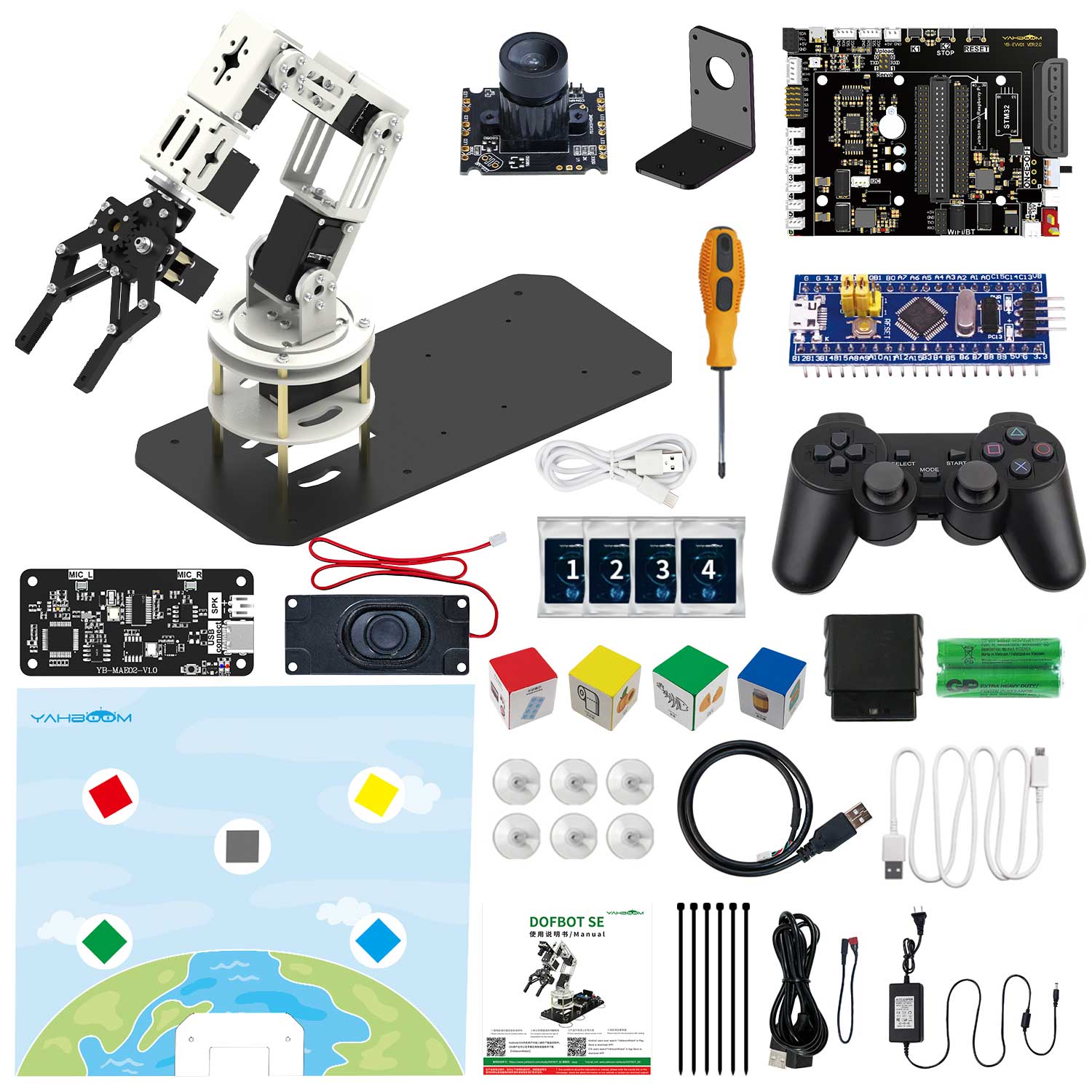Bras robotisé DOFBOT SE AI Vision avec programmation Python ROS (version machine virtuelle)