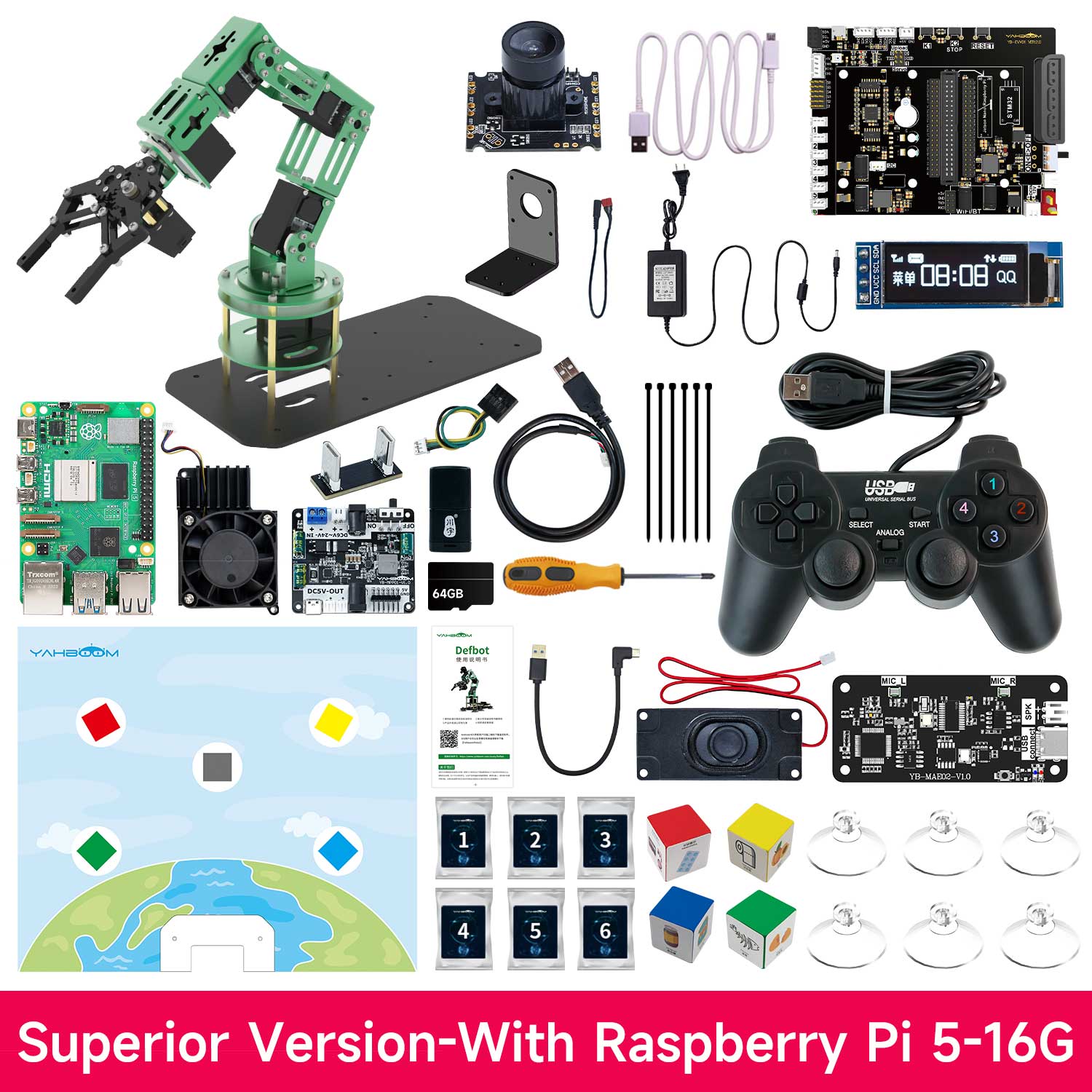 Brazo robótico Yahboom DOFBOT AI Vision con programación Python ROS para Raspberry Pi 5