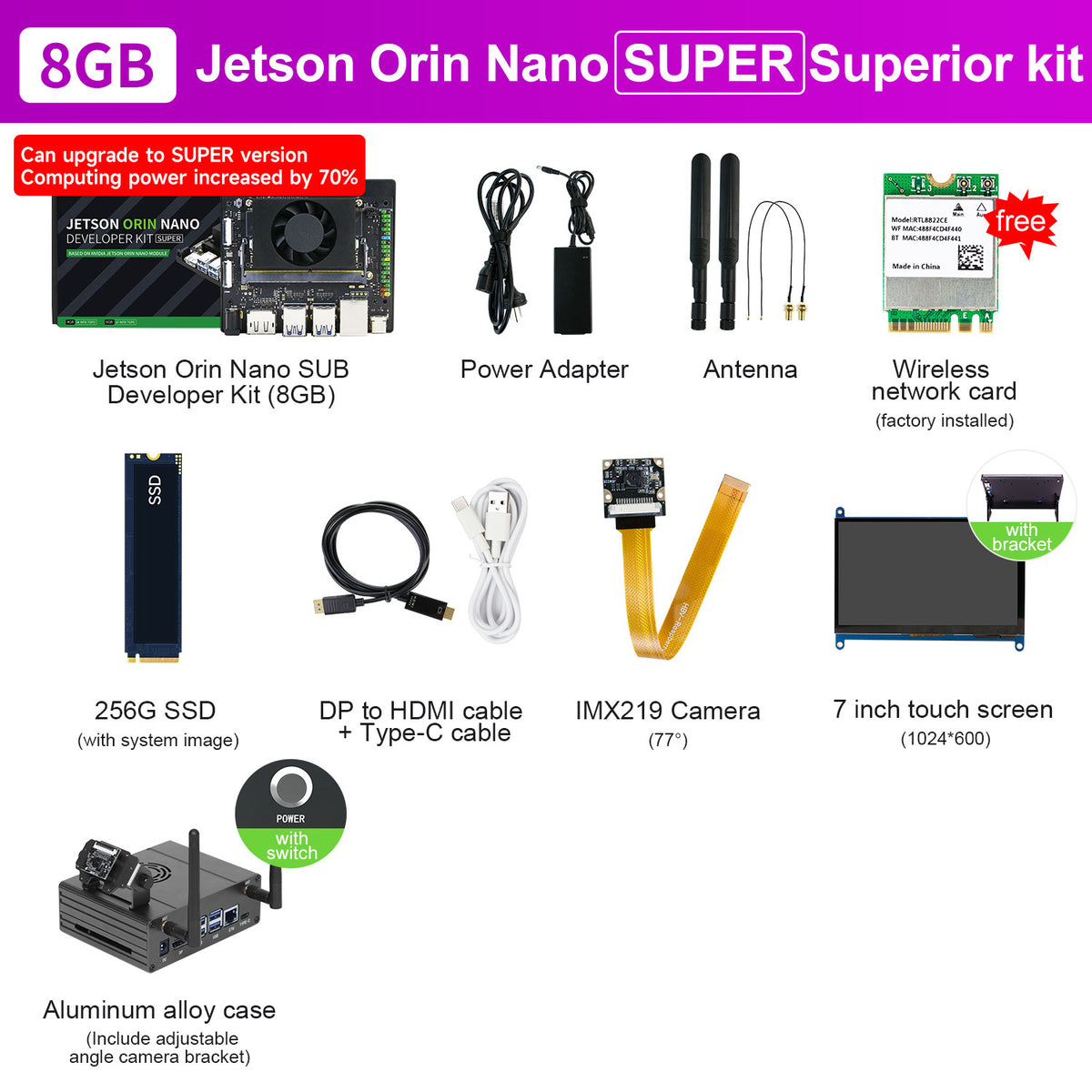 Jetson Orin NANO SUPER Developer Kit(SUB/Official) with 4GB/8GB RAM(34TOPS/67TOPS)