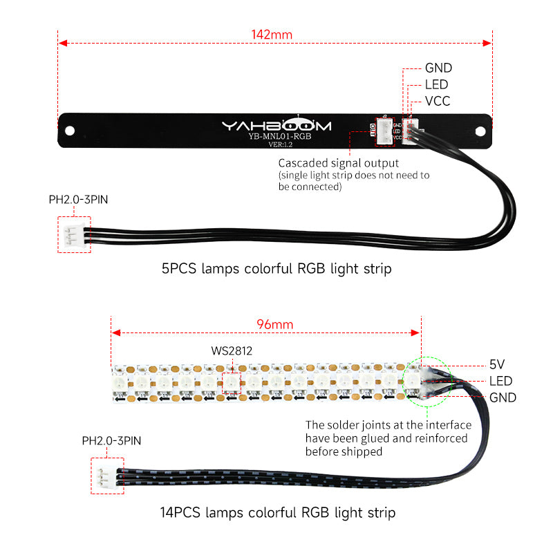 Barra de luz RGB programable de 5 piezas/14 piezas para robot compatible con Raspberry Pi Microbit