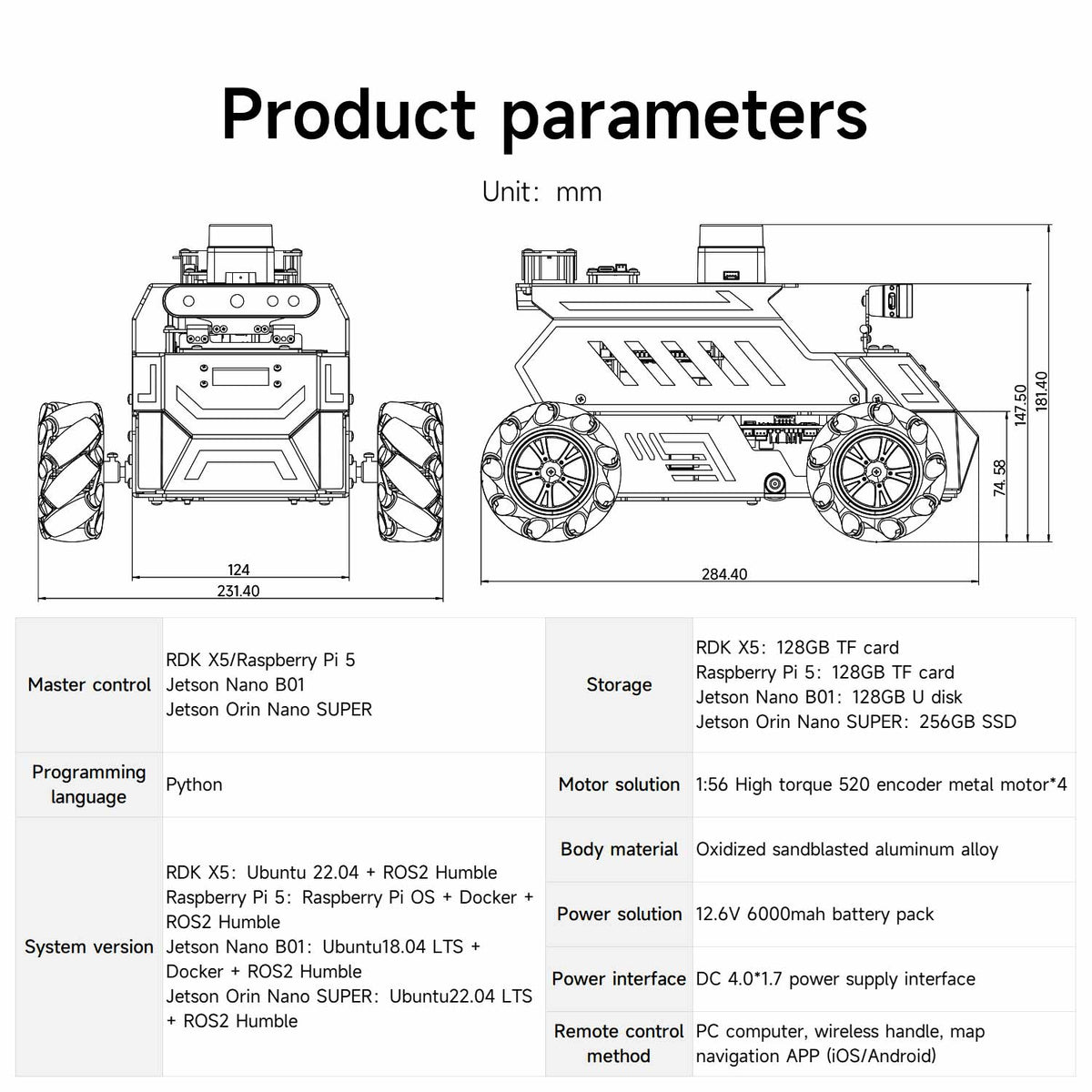 ROSMASTER M1 AI Large Language Model ROS2 Robot with Mecanum Wheel for Jetson NANO 4GB/Orin NANO SUPER/RDK X5/RaspberryPi 5
