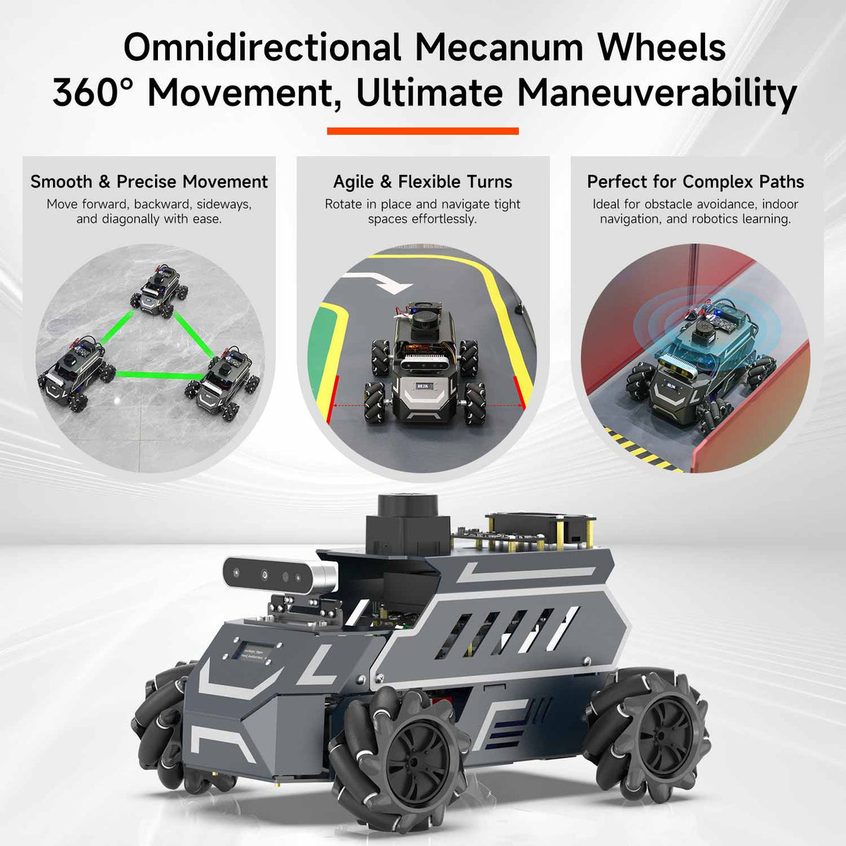 ROSMASTER M1 AI Large Language Model ROS2 Robot with Mecanum Wheel for Jetson NANO 4GB/Orin NANO SUPER/RDK X5/RaspberryPi 5