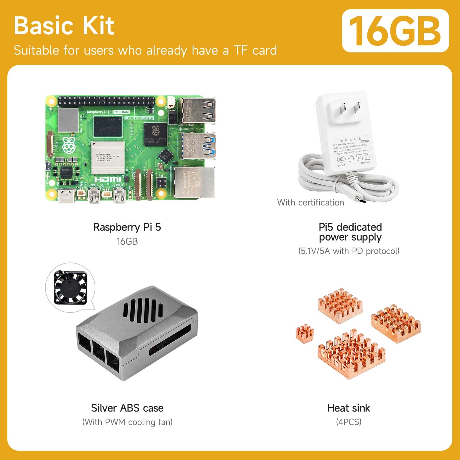 Raspberry Pi 5 Starter Kit(1G/2G/4G/8G/16G)