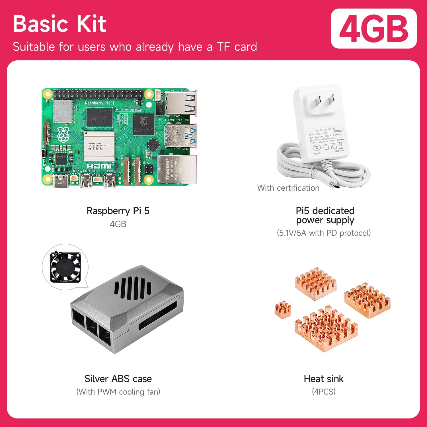 Raspberry Pi 5 Starter Kit(1G/2G/4G/8G/16G)