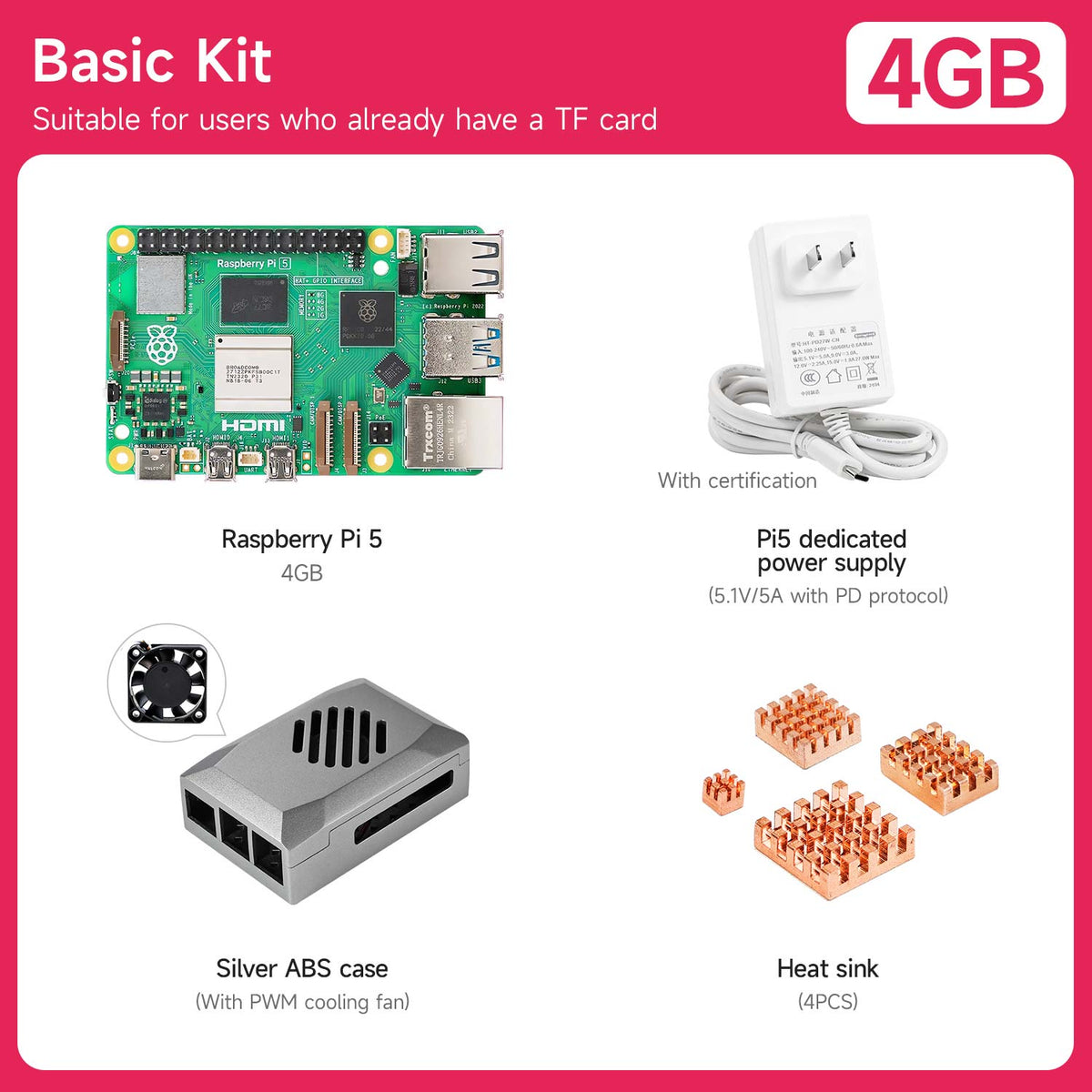 Raspberry Pi 5 Starter Kit(1G/2G/4G/8G/16G)