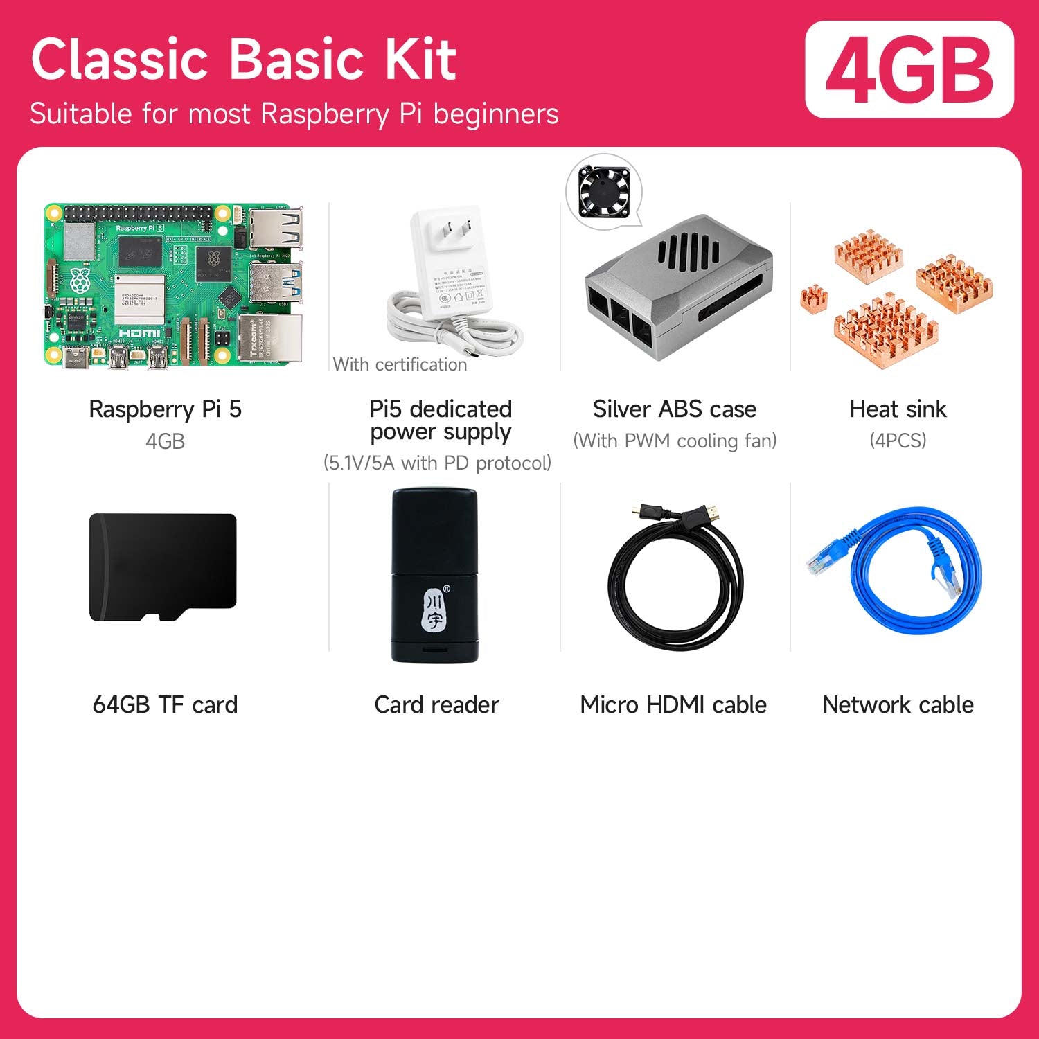 Raspberry Pi 5 Starter Kit(1G/2G/4G/8G/16G)