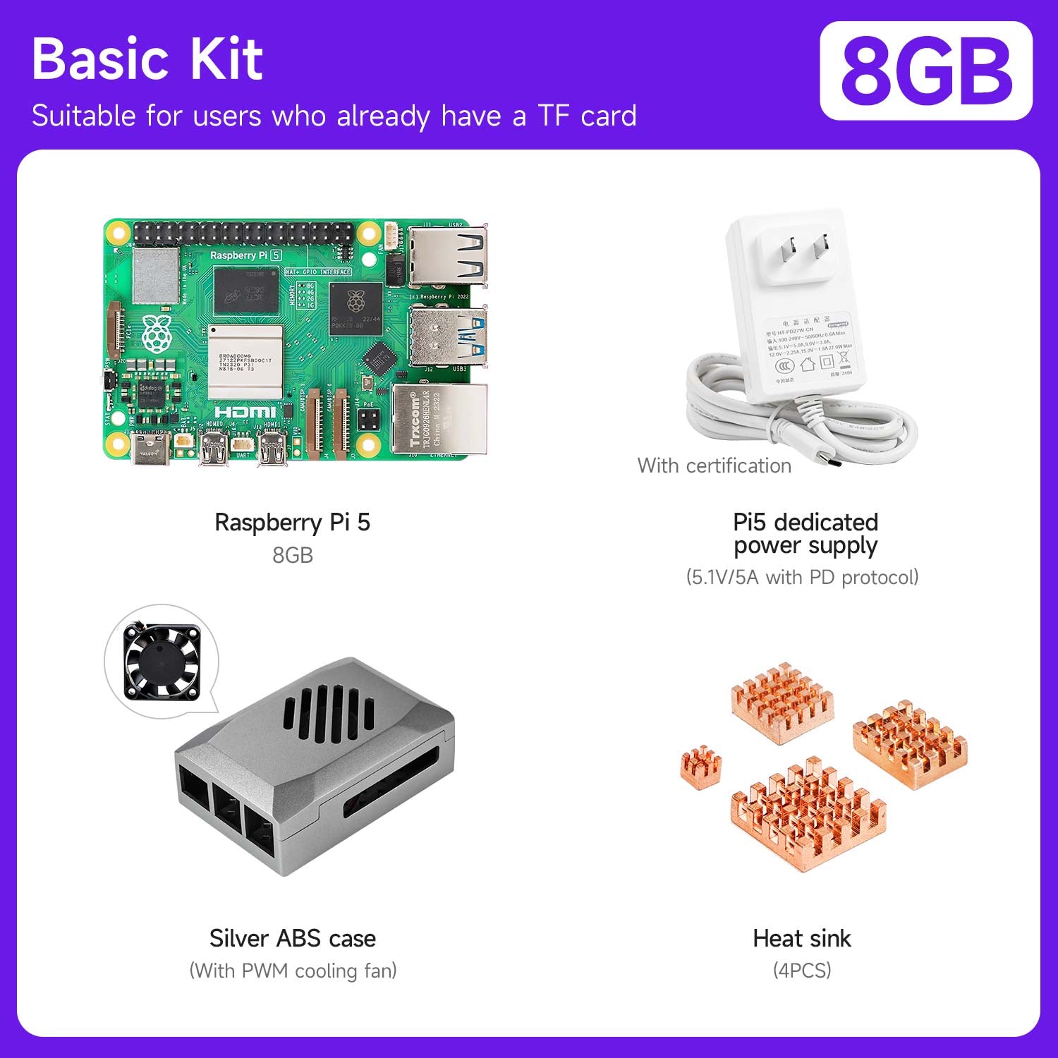 Raspberry Pi 5 Starter Kit(1G/2G/4G/8G/16G)
