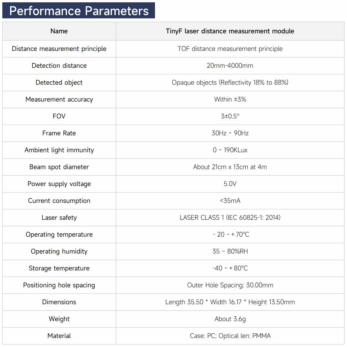 Yahboom TinyF Laser Ranging Module for Robot Car Distance Measurement