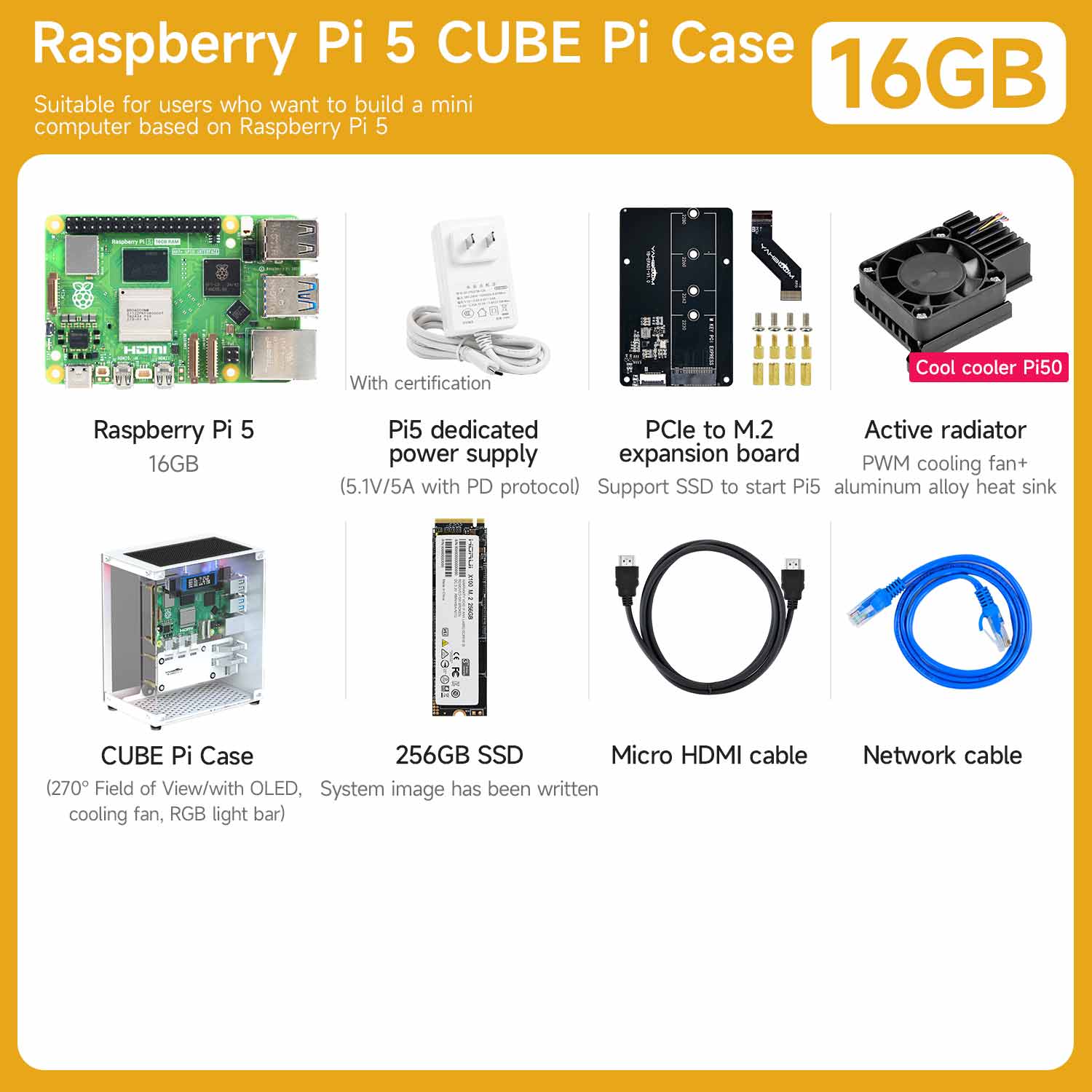 Raspberry Pi 5 Starter Kit(1G/2G/4G/8G/16G)