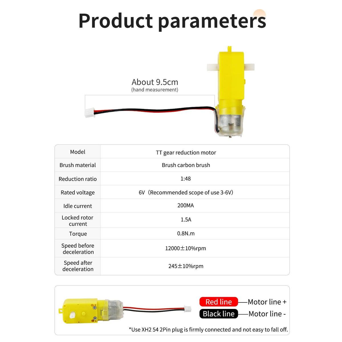 Yahboom TT DC Gear Motor with high-quality carbon brushes with XH2.54 terminal - Yahboom