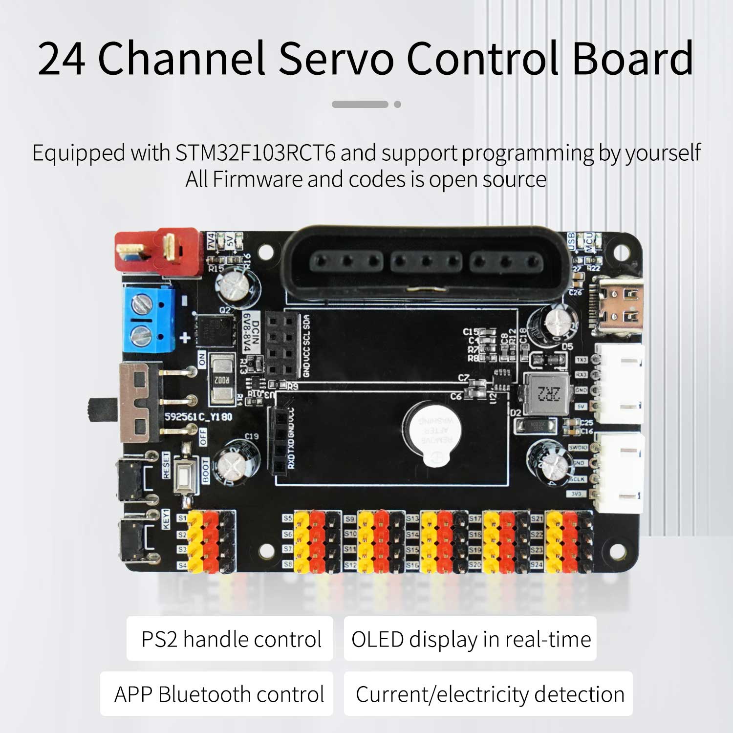 Placa de depuración de servocontrol PWM dual de 24 canales Yahboom para robótica inteligente DIY